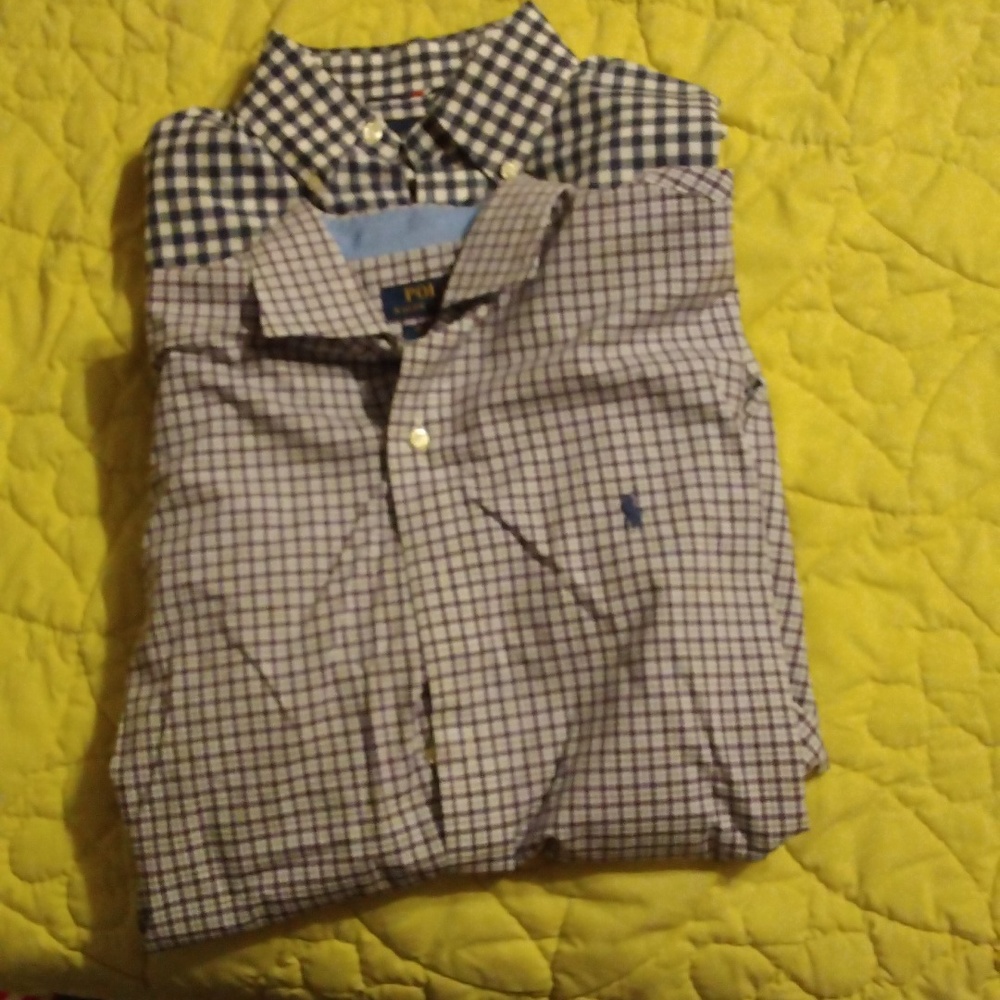 Two Polo Ralph Lauren size medium button-up dress shirts